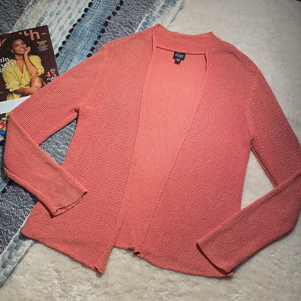 Eileen Fisher Salmon 100% Silk Cardigan - XS - Picture 1 of 4